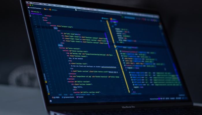 Software developer coding workspace
